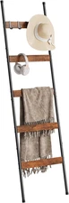 Blanket Ladder for Living Room, Farmhouse 5-Tier Quilt Holder with 4 Removable H