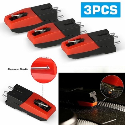 3 Pcs Vinyl Turntable Cartridge with Needle Stylus for Vintage LP Record Player