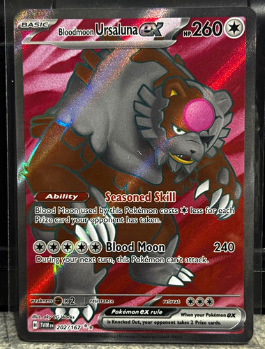 Pokemon TCG Bloodmoon Ursaluna ex Full Art Holo Twilight Masquerade 202/167 EN