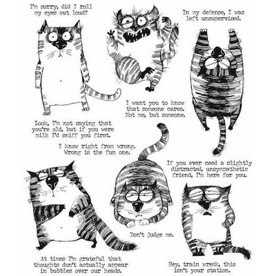 Tim Holtz Cling Rubber Stamps - Snarky Cat CMS392