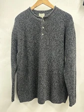 L.L. Bean Men's Pullover Sweater Grey 100% Cotton Essential Crew Size Large