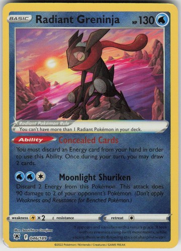 Radiant Greninja 046/189 Radiant Astral Radiance Pokemon Holo Near Mint