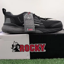 Rocky Industrial Athletix Shoes Men's Size 10 Black Tech Safety Protective Toe