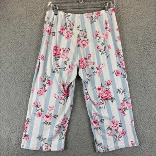LAURA ASHLEY 2-Pc Pajama Set Small Cottage Cozy Soft Floral Stripe Button Front - Picture 11 of 12