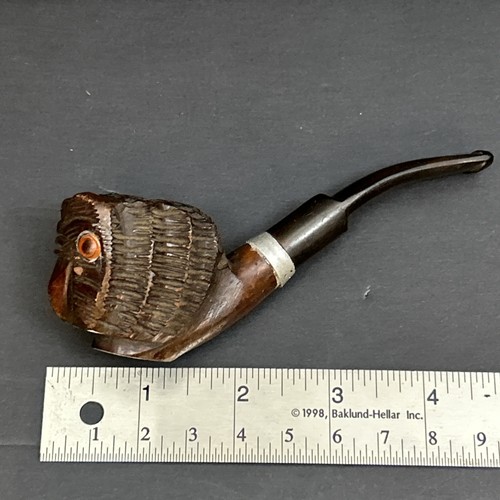 message Carved Parrot Bird, Smoking Pipe, Briar, Glass Eyes Italian? - Picture 8 of 8