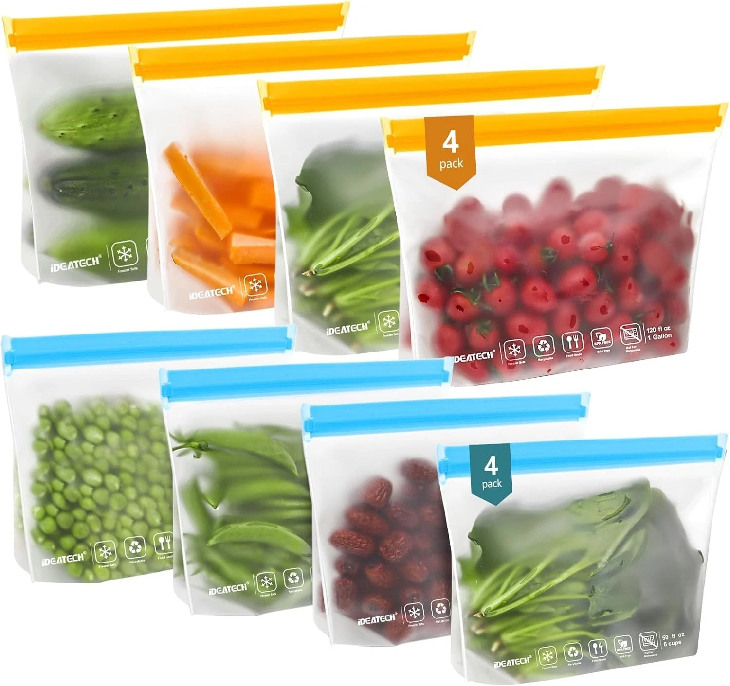 8Pack Gallon Bags Dishwasher Safe Leakproof Reusable Gallon Freezer Bags BPA
Opens in a new window o