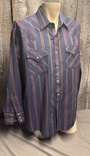 Vintage Ely Plains Western Pearl Snap Short Sleeve Shirt Striped Men's Size L