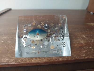 MCM Acrylic Lucite Exploding Watch Sculpture Pierre Giraudon Style 1 1/2'' T GUC