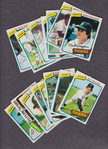 1980 Topps Baseballkarten Lot 15 verschiedene Detroit Tigers fast neuwertig Durchschnitt Vintage