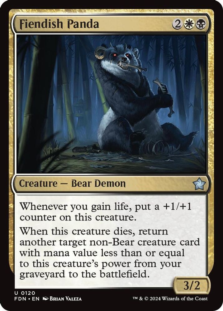 2024 Magic: The Gathering: Foundations - Fiendish Panda (#120, U, Near Mint)