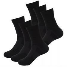 6 Pairs Mens Black Crew Socks Cushion Athletic moisture, wicking Size 6-12 Sport