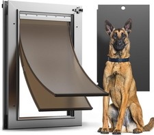 Large Dog Door Heavy Duty Aluminum - 2 Flaps - Lock - Black/Silver NIB