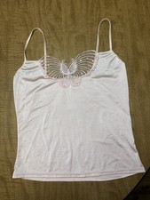Vintage Y2K Rampage Fairy Butterfly Mesh Cami Top Size Large Pink