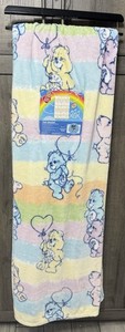 New Care Bears 60"x90" Care Bear Pastel Rainbow Striped Throw Blanket On Hanger