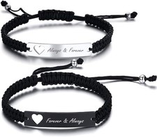 Magnetic Matching Bracelets For Couples - Personalised Stainless SteelBraided