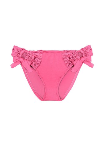 Betsey Johnson Loops n Bounds Carnation Pink Tie Side Swimsuit Bikini Bottom XS - Picture 4 of 6