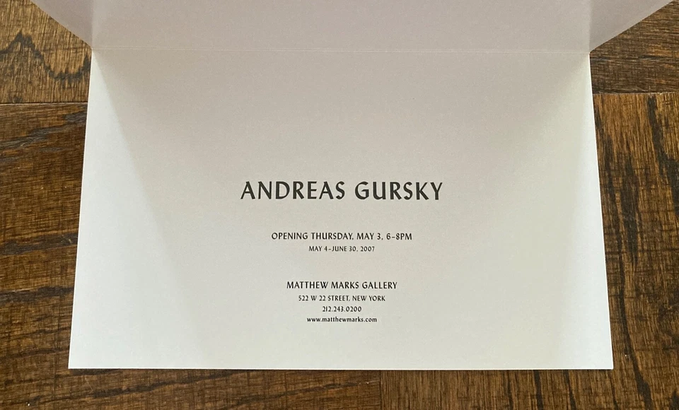 Invitación de exposición de galería de arte vintage Andreas Gursky 2007 Matthew Marks Foto 2 de 4