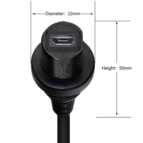 Micro USB Male to Female Flush Panel Mount Extension Waterproof Cable Car Boat - 第 5/7 張圖片