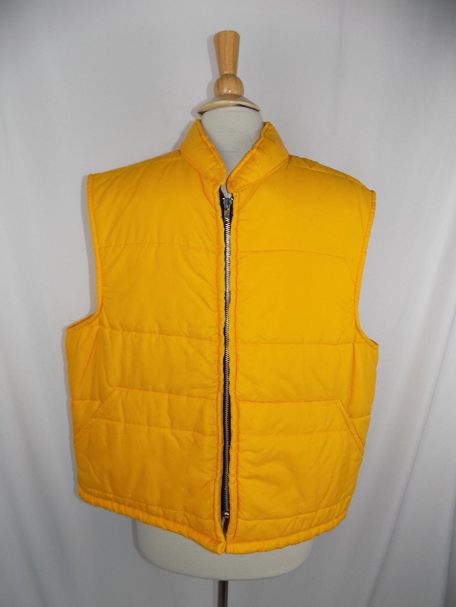 Cap'N Jac Men's Nylon Puffer Vest Vintage 1980's ORANGE Sz