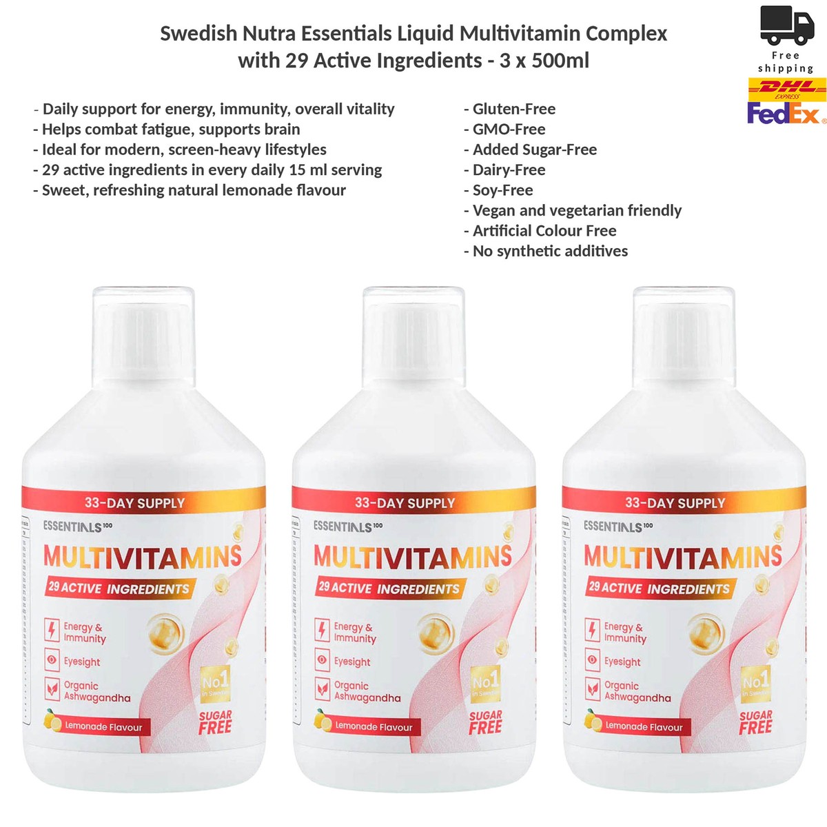Swedish Nutra Essentials Liquid Multivitamin Complex 29 Active
