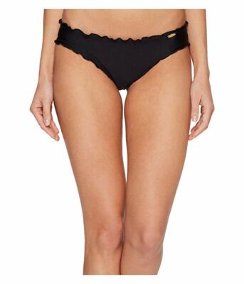 Luli Fama Cosita Buena Full Ruched Back Bikini Bottom in Black Size L L104349