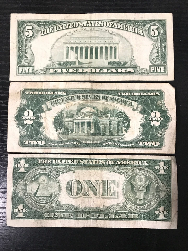 RARE Lot 1935-1957 $1 Blue Seal Silver Certificate 1928-1963 $2 $5 Red Seal Note - Image 3 of 4