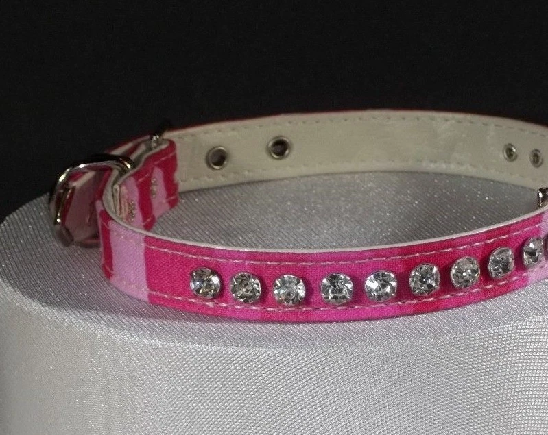水晶珠宝 水钻 闪亮 狗项圈 设计师 热粉色迷彩 超级可爱! — 第 4/4 张图片