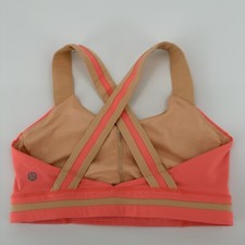 Lululemon Sports Bra Size 6 Neon Orange Sport Gym Yoga Criss Cross Performance