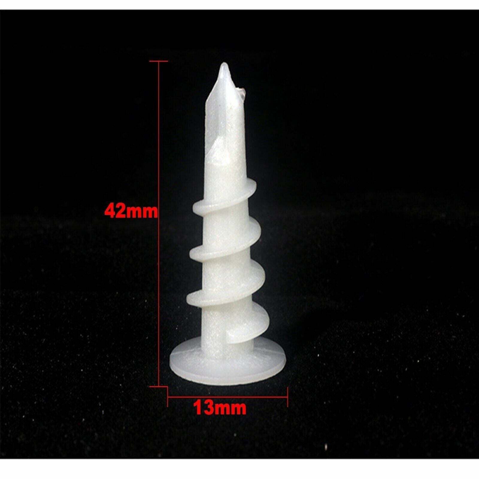 100 Pcs Nylon Anchors Screws Wall Mates For Plaster Board Fixings 13mm x 42mm eBay