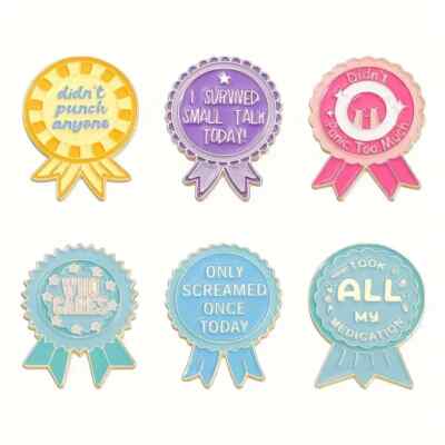 Funny Medals Enamel Pins - Choose! Blue Ribbon Award Mental Health CBT ...