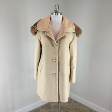 Banana Republic M Wool Blend Coat faux Fur Collar Light brown Tan Excellent boho