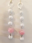 Handmade vintage early milk glass, pink 1940s  dangle drop Earrings