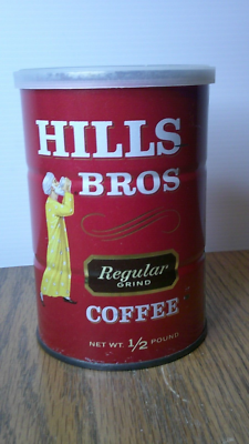vintage 1960's era Hills Bros. coffee tin 1/2 pound with lid Z76