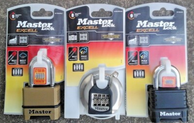MASTER LOCK EXCELL 4 DIGIT COMBINATION PADLOCK M40EURDNUM M178EURD OR ...
