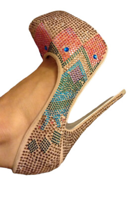 mascotte shoes Rhinestones Heels Sz 6.5 Club wear Dancer Night Drag  High Heels