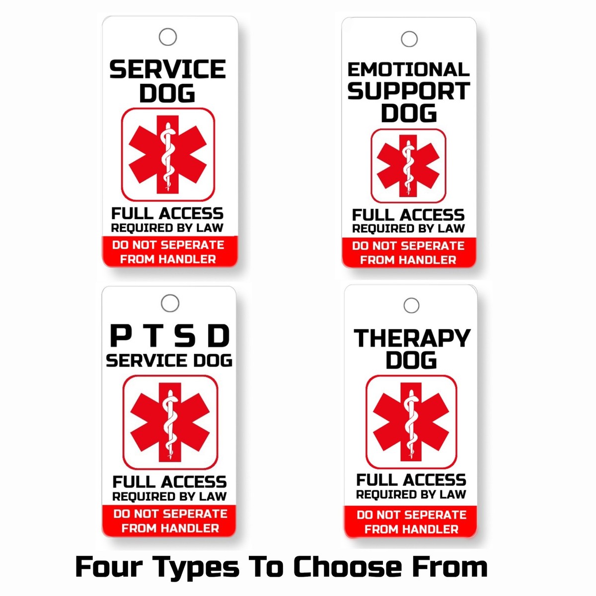 SERVICE ESA PTSD THERAPY DOG KEY OR COLLAR TAG FOR ADA FHACT SERVICE  ANIMALS