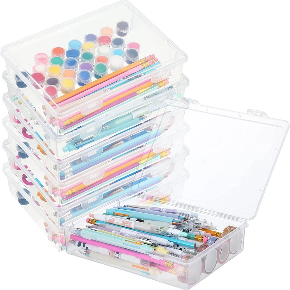 6 Pcs 7In x 9In x 2In Plastic Storage Box with Lid Multipurpose Craft4582 Foto 3 de 4