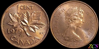 1979 DBL Die Canada Queen Elizabeth 1 Cent Penny Doubling Date OBV