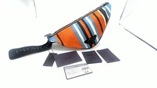 NWT PRADA STRIPED LOGO CANVAS CLUTCH BAG