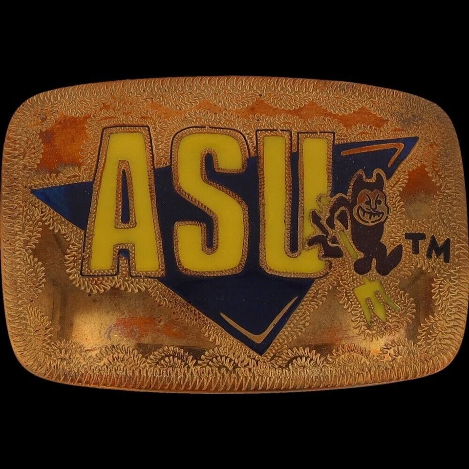 G Silver Brass Asu Arizona State University Sun Devils NOS Vintage Belt Buckle - Image 3 of 4