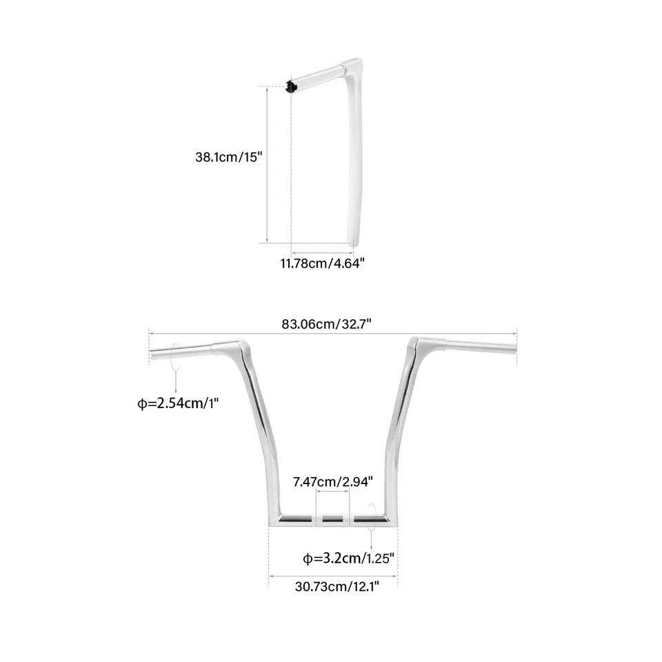 Manillar de barra de 1 1/4" Rise Ape Hanger de 15" apto para Harley Road King Fat Boy FLFBS Foto 2 de 4