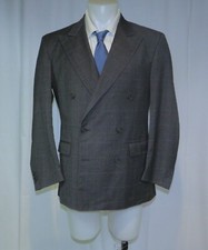 Hartwood Paris E. Thomas Vintage Gray Plaid Double Breasted Sport Coat US 40