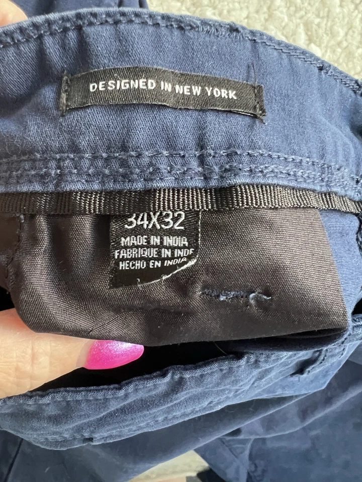 Kenneth Cole Pants Mens 34 X28 Blue Flat Chino Tapered Leg - Image 4 of 4