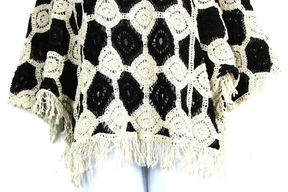 Lagenlook Donne Nero E Beige Kaftan All'Unico Taglia: Regolare - Immagine 4 di 4