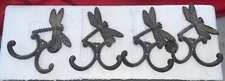 Dragonfly Double Wall Hook Cast Iron Key Towel Coat Hanger Lot Of 4 Wall Decor