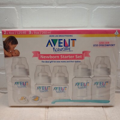 Philips Avent Natural Newborn Starter Gift Set: 2-4 oz and 3-9oz Bottles; Sealed