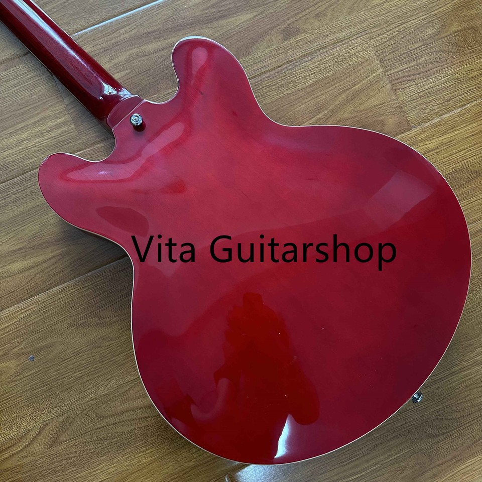 New Red 335 Electric Guitar Semihollow Balck Pickguard HH Pickups FR