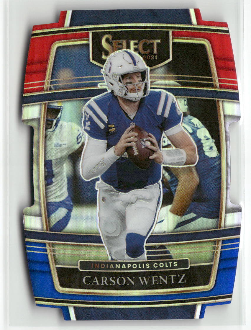 2021 Panini Select #16 Carson Wentz Red and Blue Prizm Die Cut ☘️87
