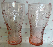 X2 Collectable McDonalds Coca Cola Glasses Pink Ex Con Advertising Promotion