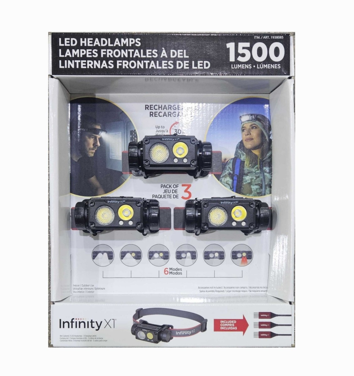 Infinity X1 1500 Lumen Rechargeable Headlamps, 3pk 🆕 | eBay